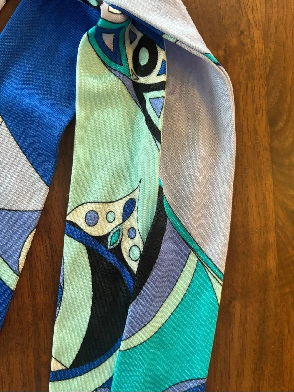 Emilio Pucci Blue Aqua Silk Scarf Tie / Belt with Tassels